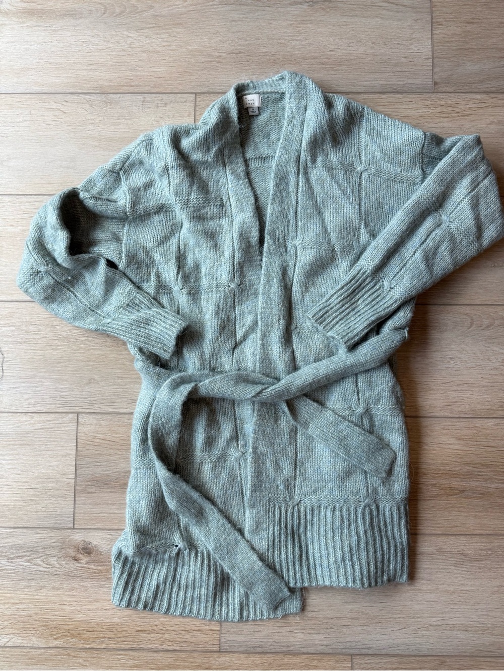 a new day Sage Green Belted Open-Front Cardigan
